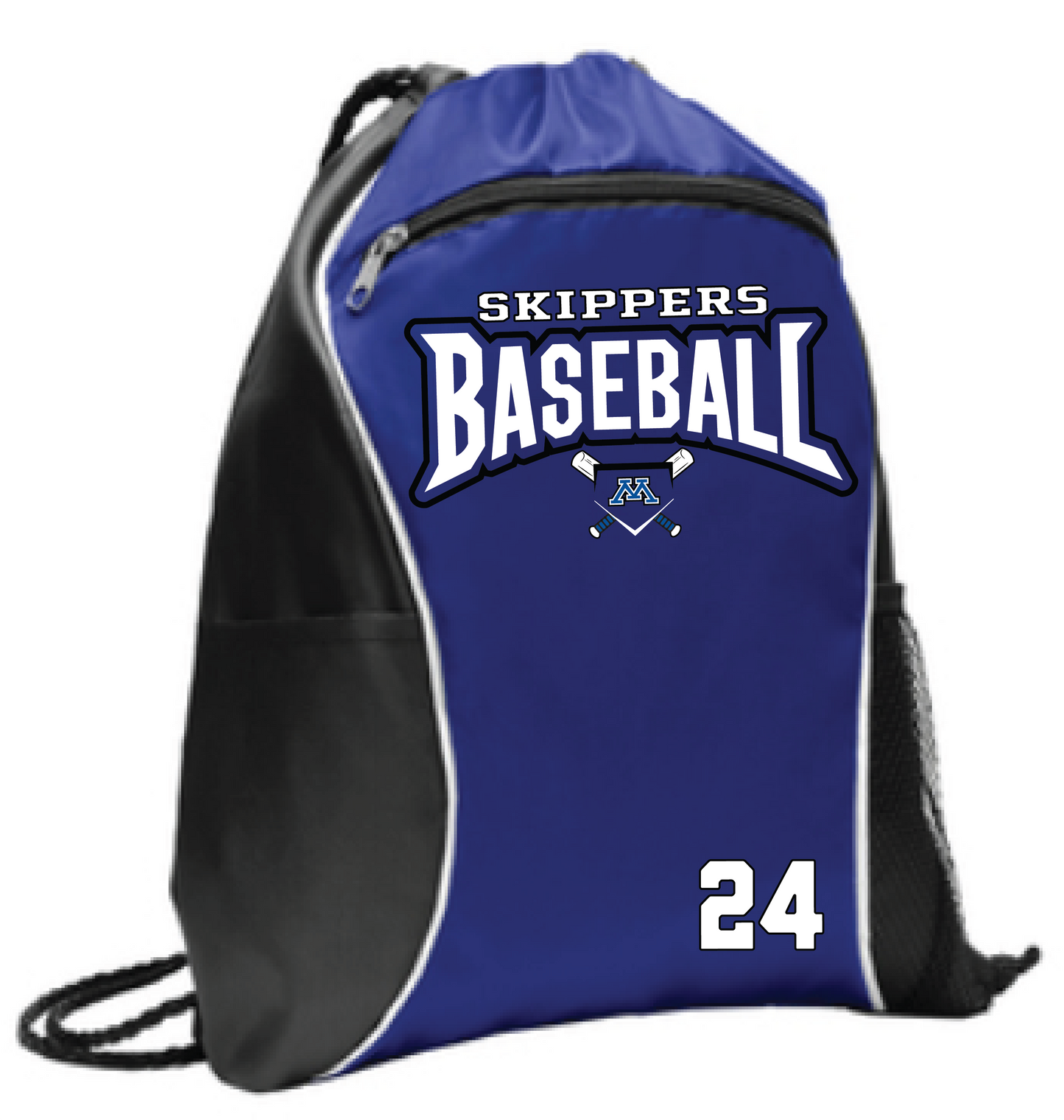 Baseball Drawstring Bag With Side Pockets