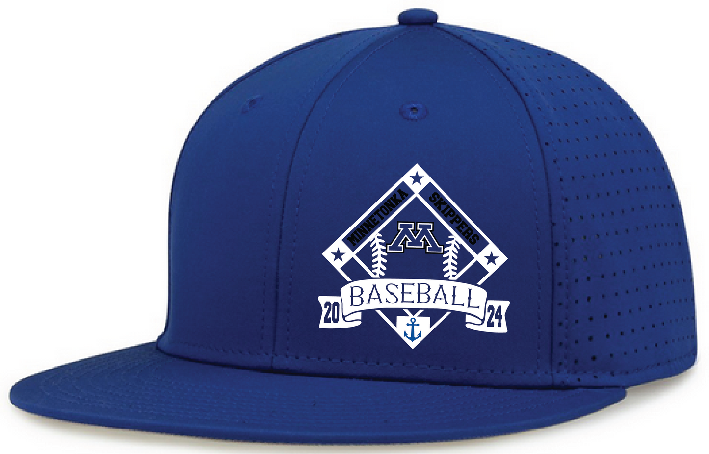 Baseball Perforated Flat Bill Snapback Hat