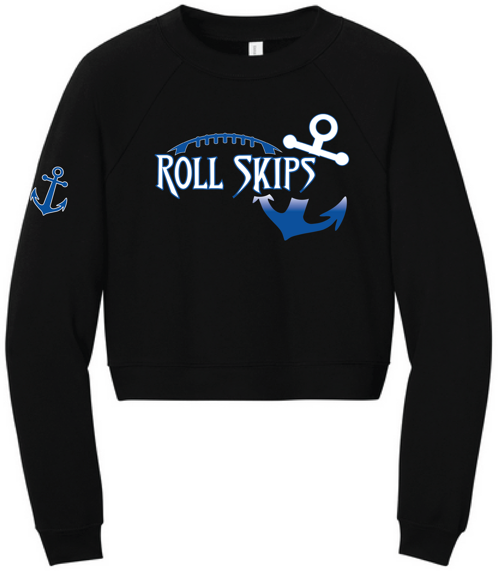 Football Women's Sponge Fleece Crop Pullover Crew