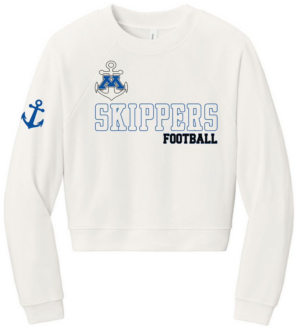 Football Women's Sponge Fleece Crop Pullover Crew