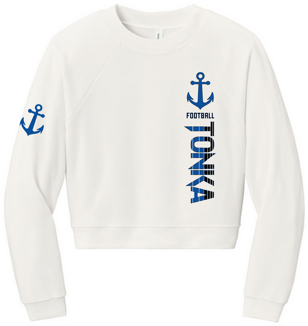 Football Women's Sponge Fleece Crop Pullover Crew