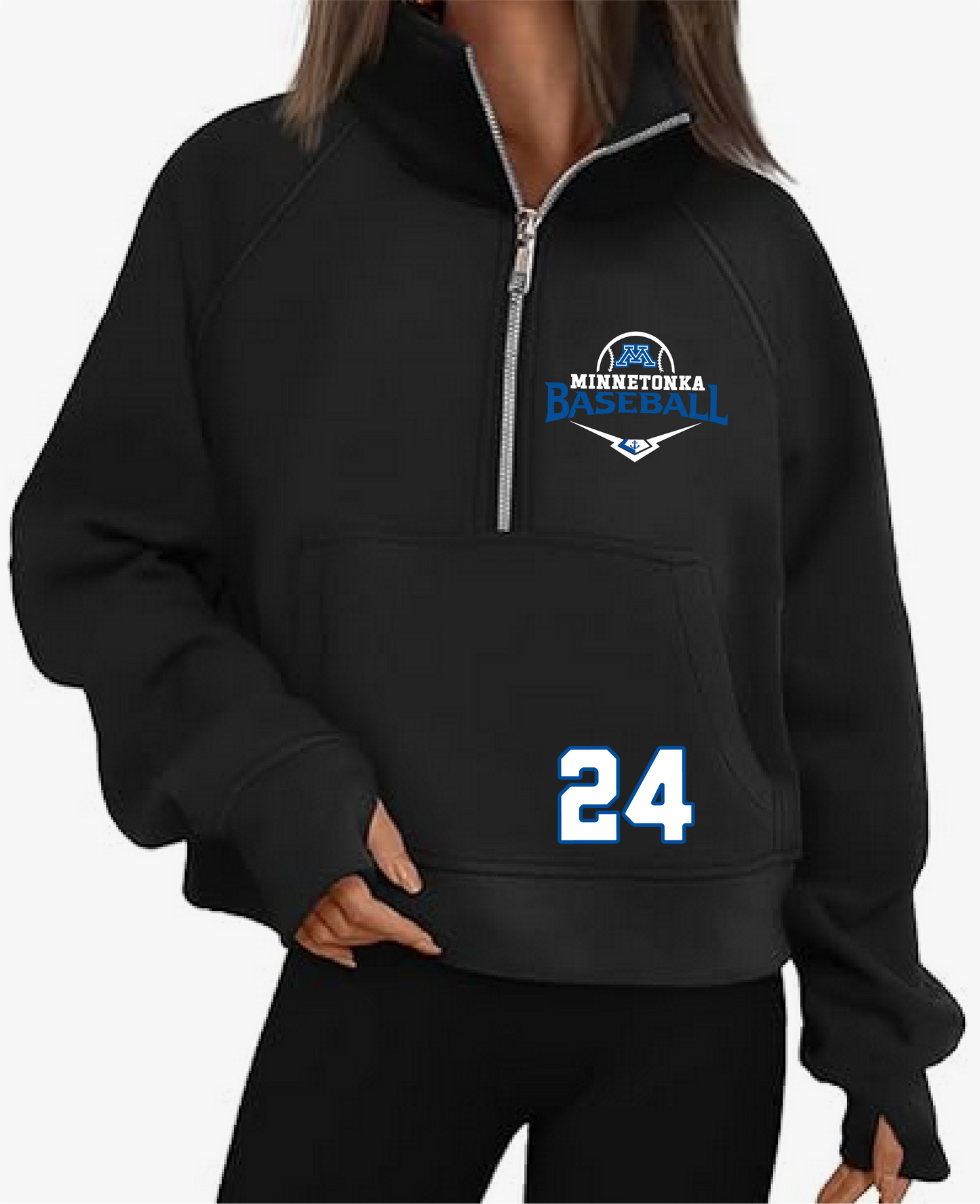 Baseball Women's Cropped Pullover Quarter Zip Sweatshirt