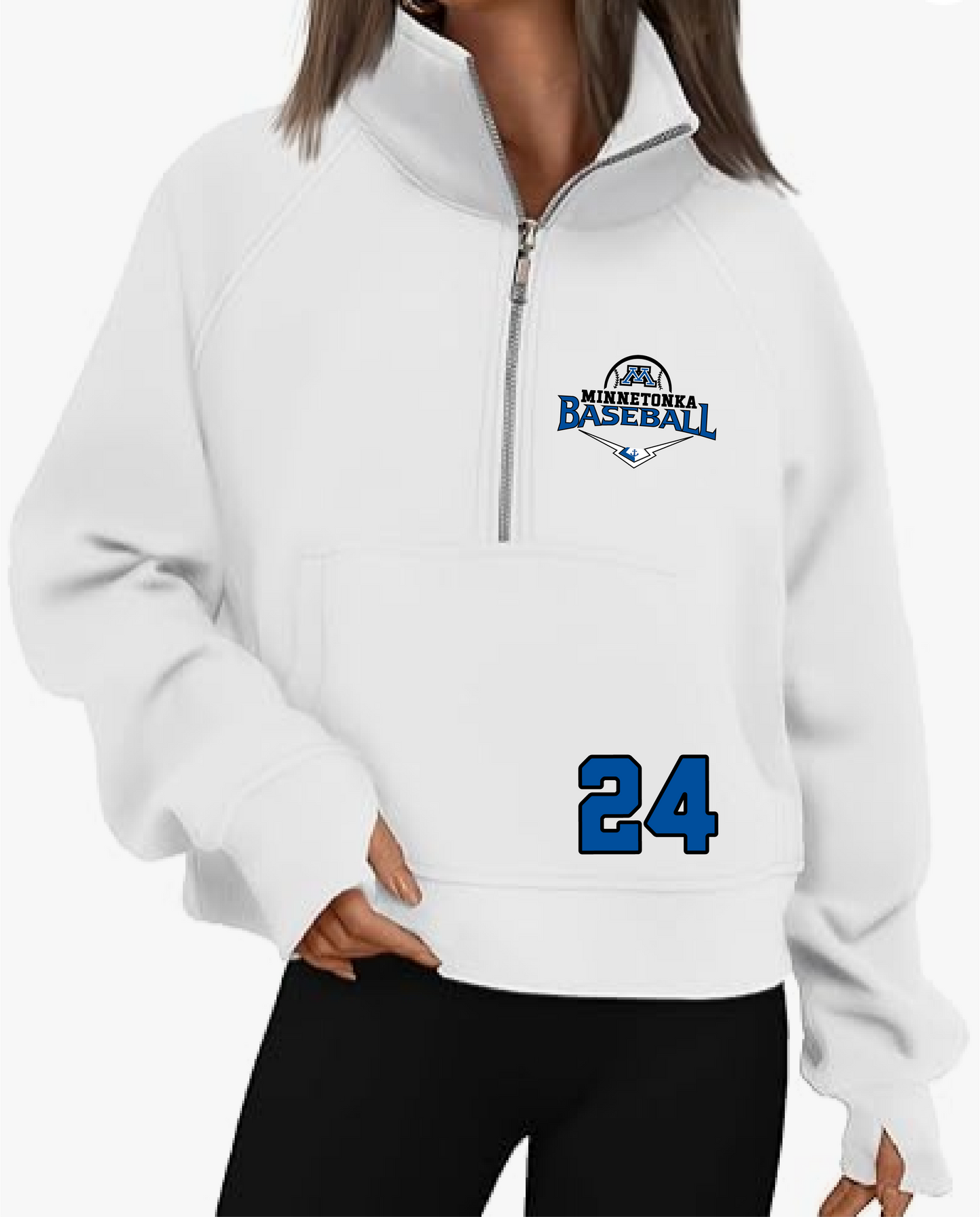 Baseball Women's Cropped Pullover Quarter Zip Sweatshirt