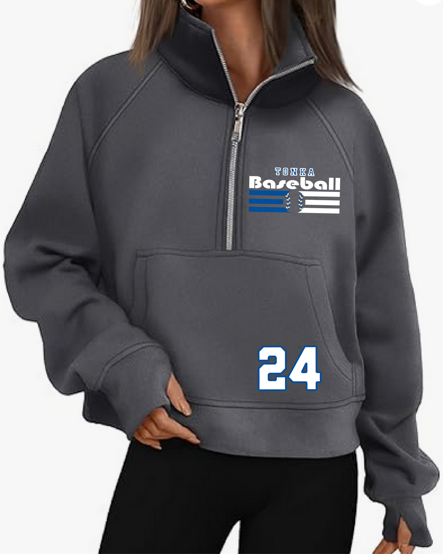 Baseball Women's Cropped Pullover Quarter Zip Sweatshirt