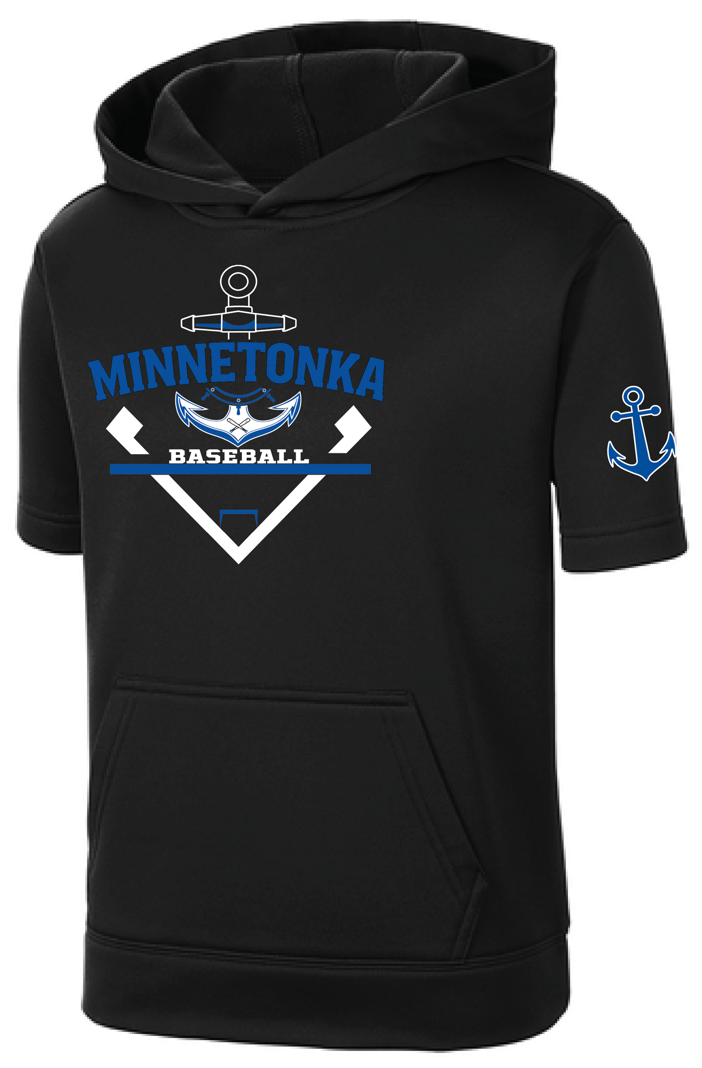 Baseball Youth Performance Fleece Short Sleeve Hooded Pullover