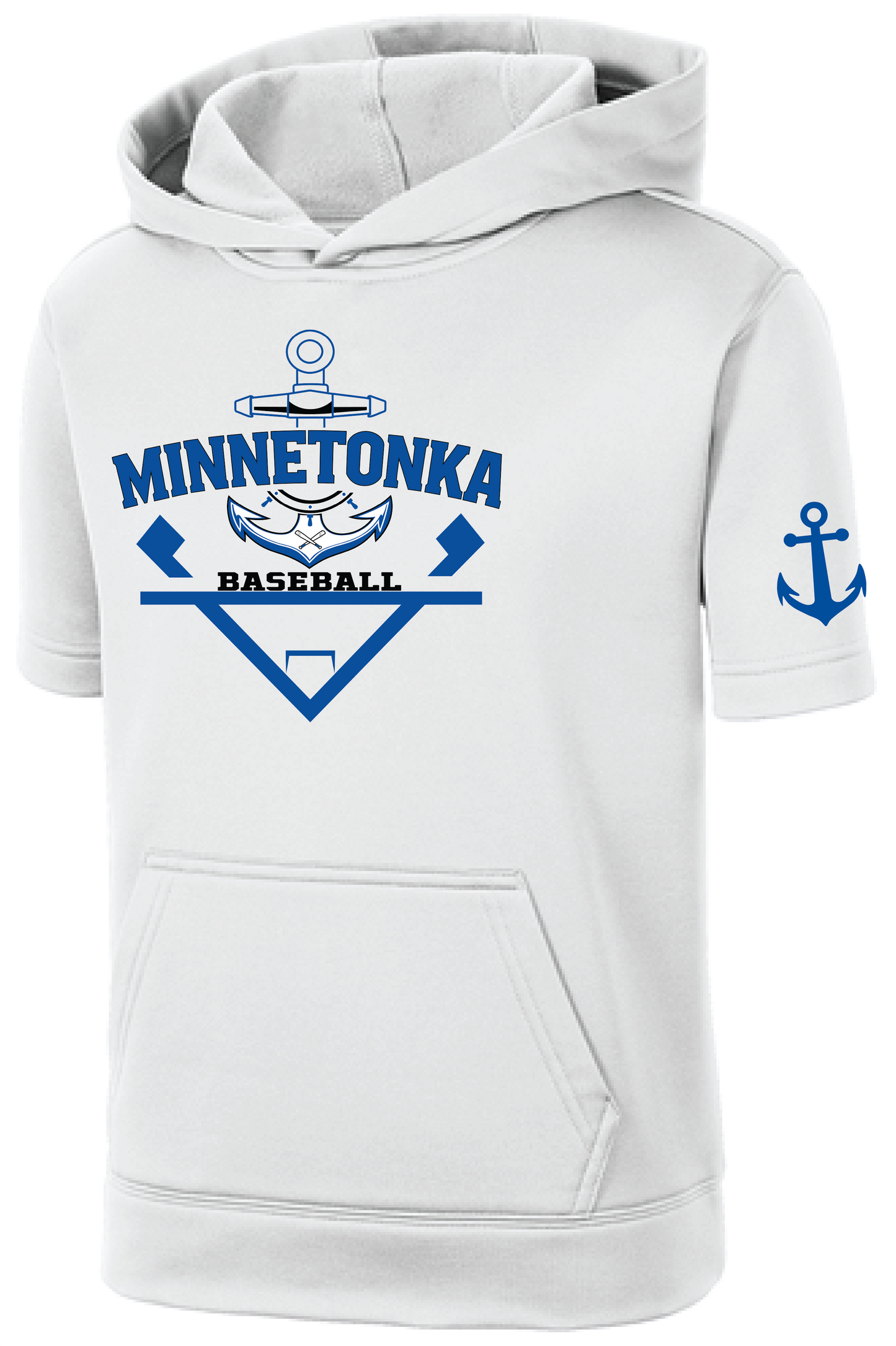 Baseball Youth Performance Fleece Short Sleeve Hooded Pullover