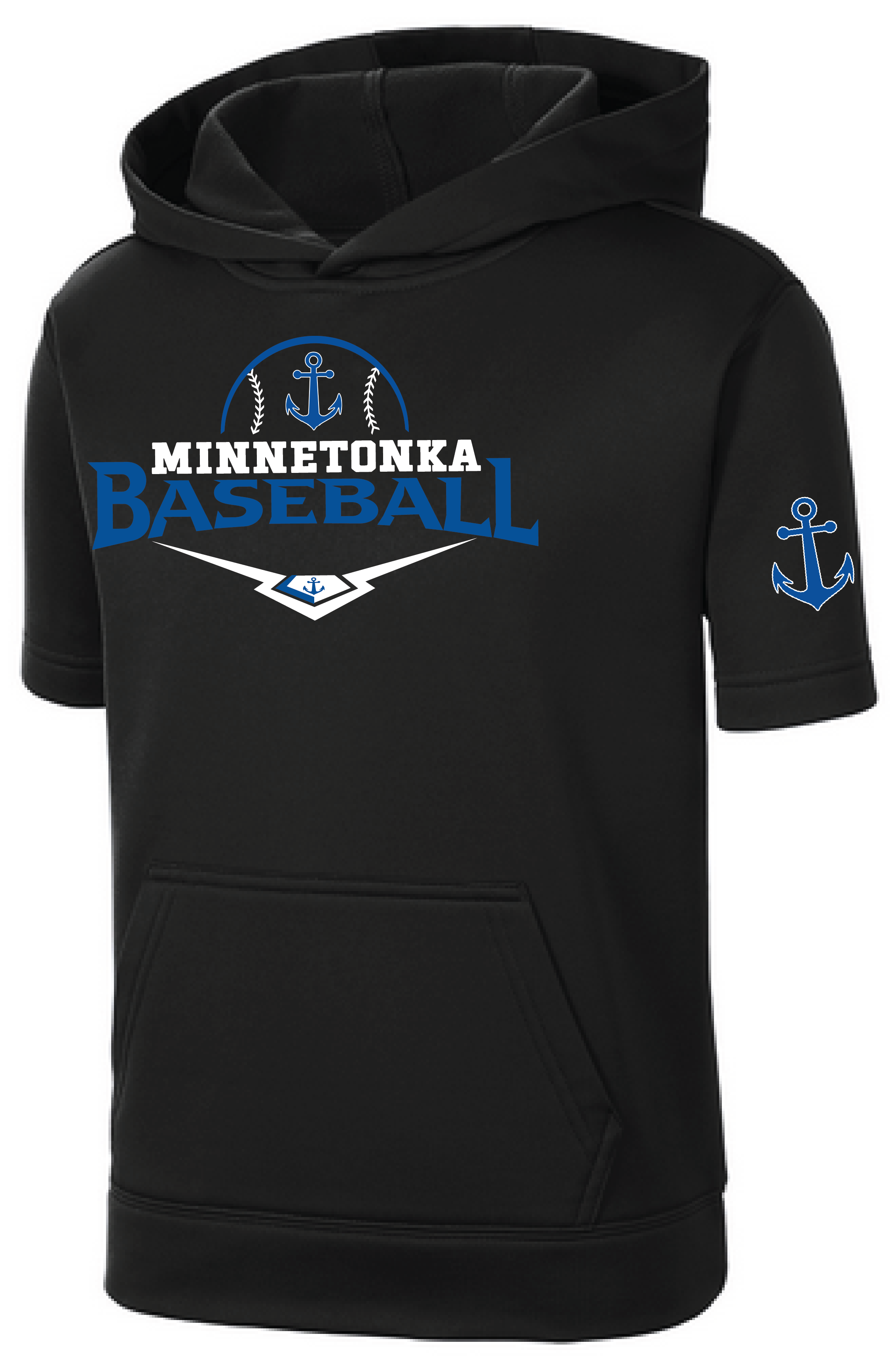 Baseball Youth Performance Fleece Short Sleeve Hooded Pullover