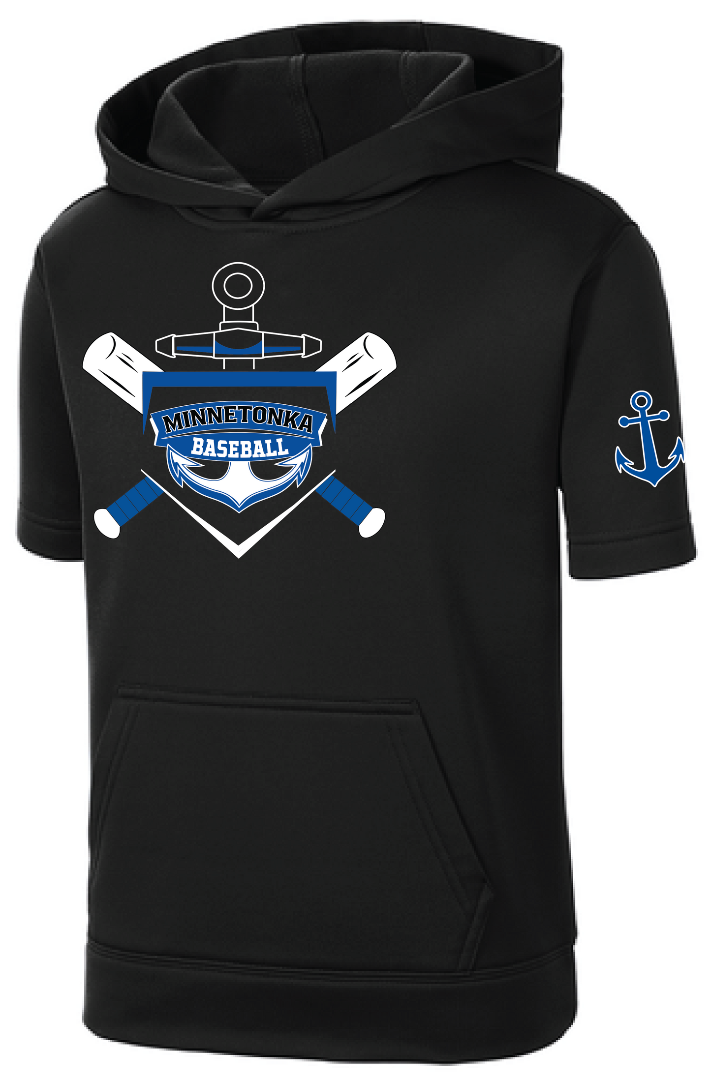 Baseball Youth Performance Fleece Short Sleeve Hooded Pullover