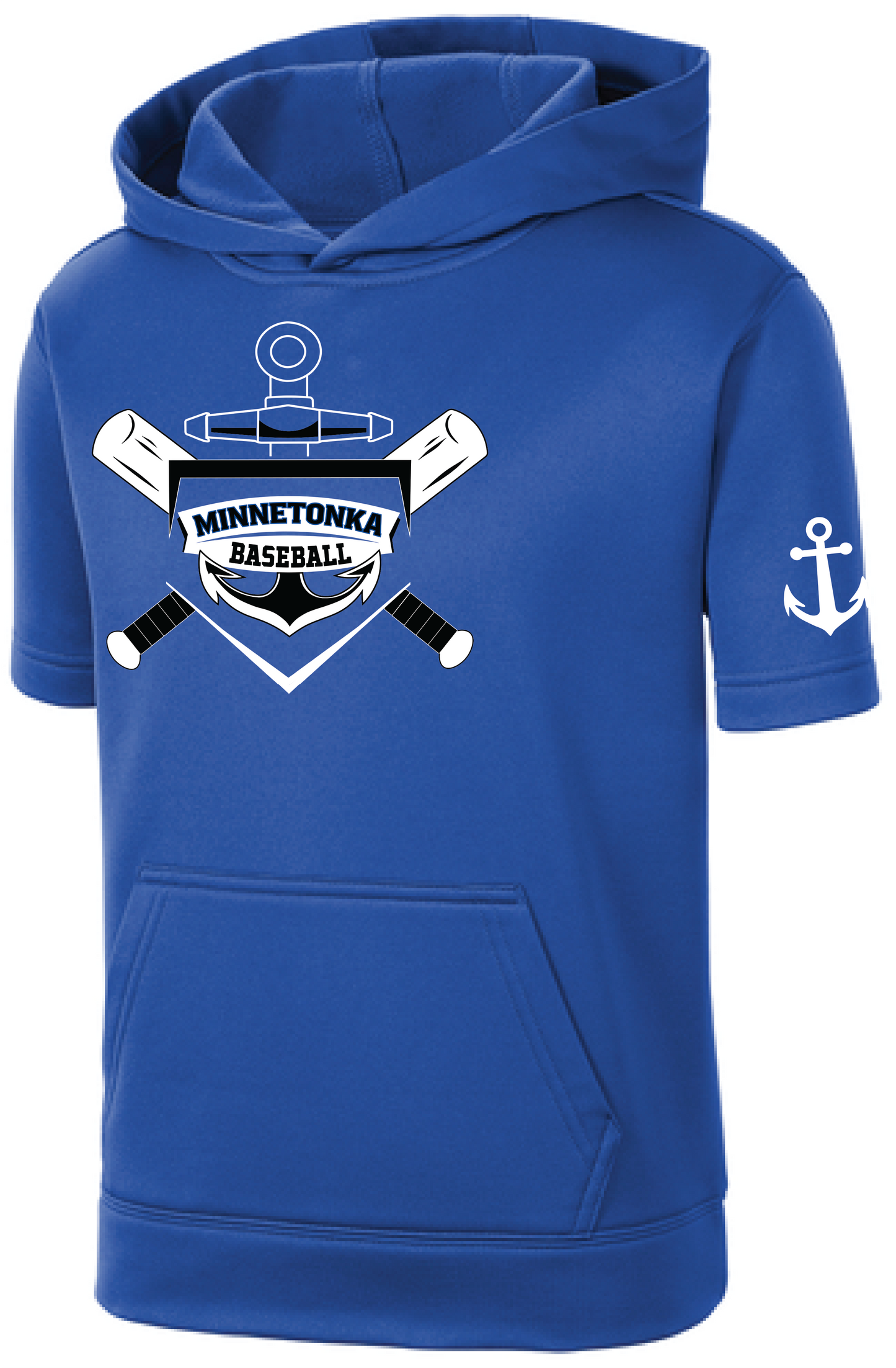 Baseball Youth Performance Fleece Short Sleeve Hooded Pullover