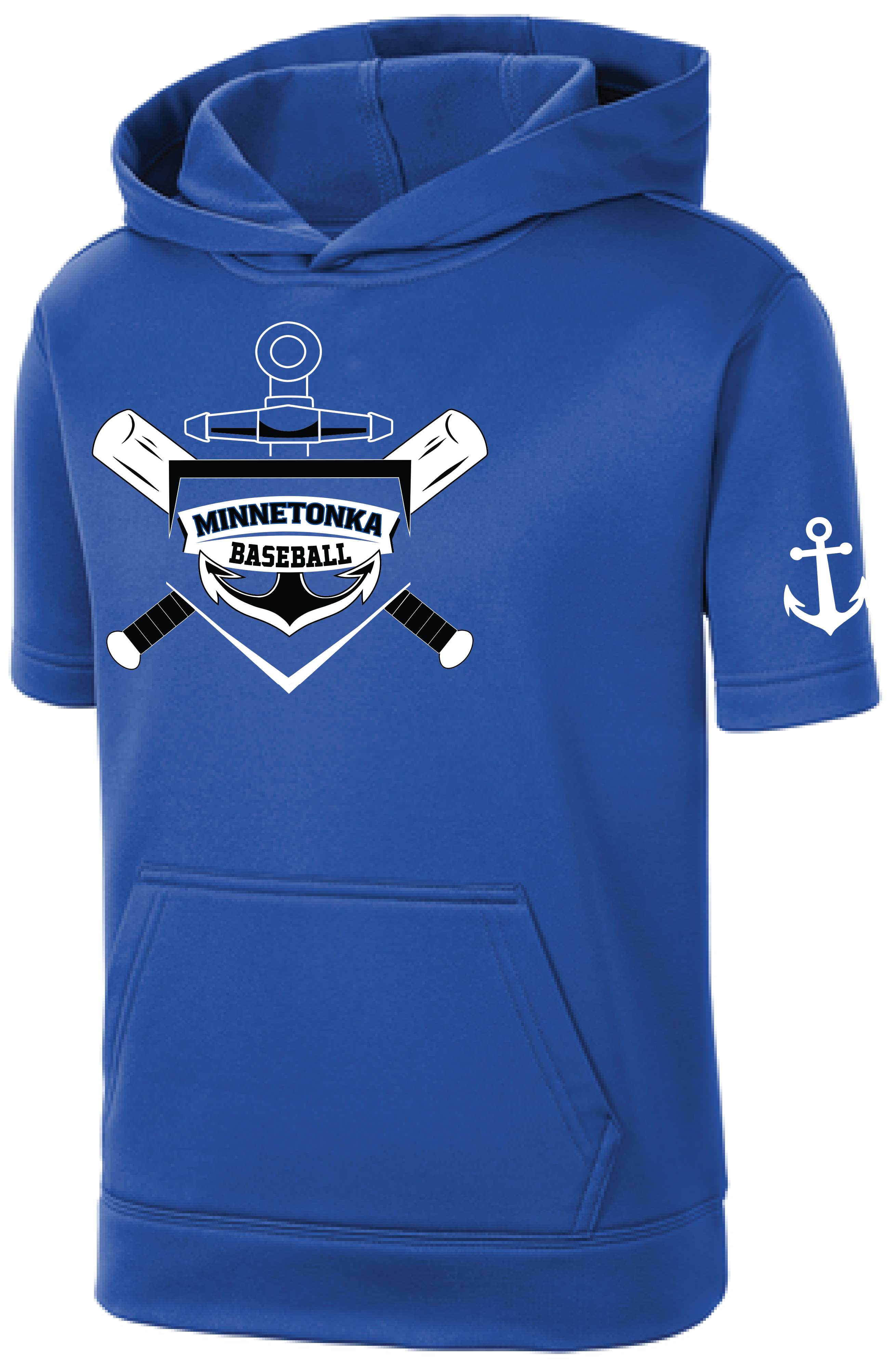 Baseball Youth Performance Fleece Short Sleeve Hooded Pullover