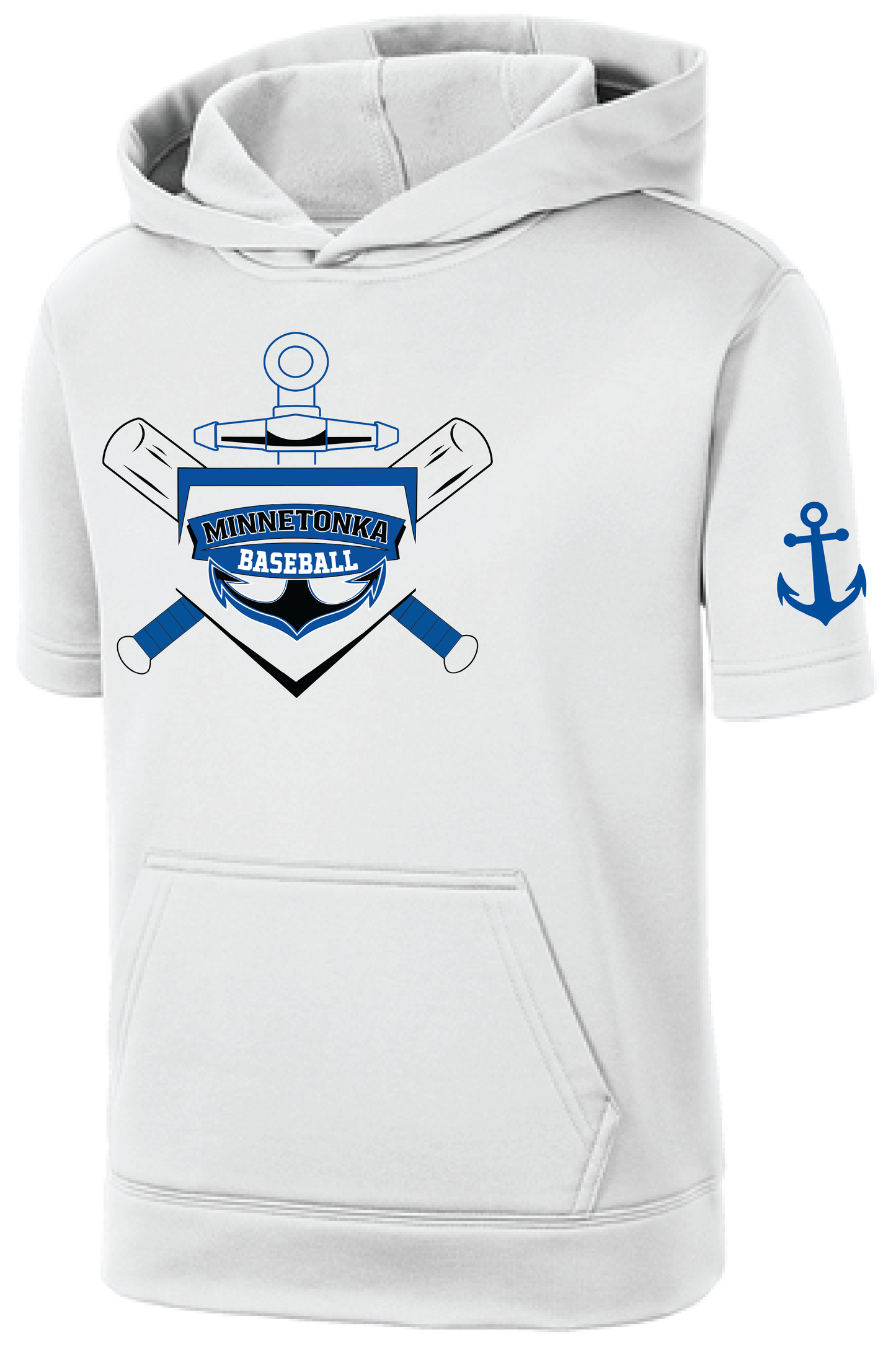 Baseball Youth Performance Fleece Short Sleeve Hooded Pullover