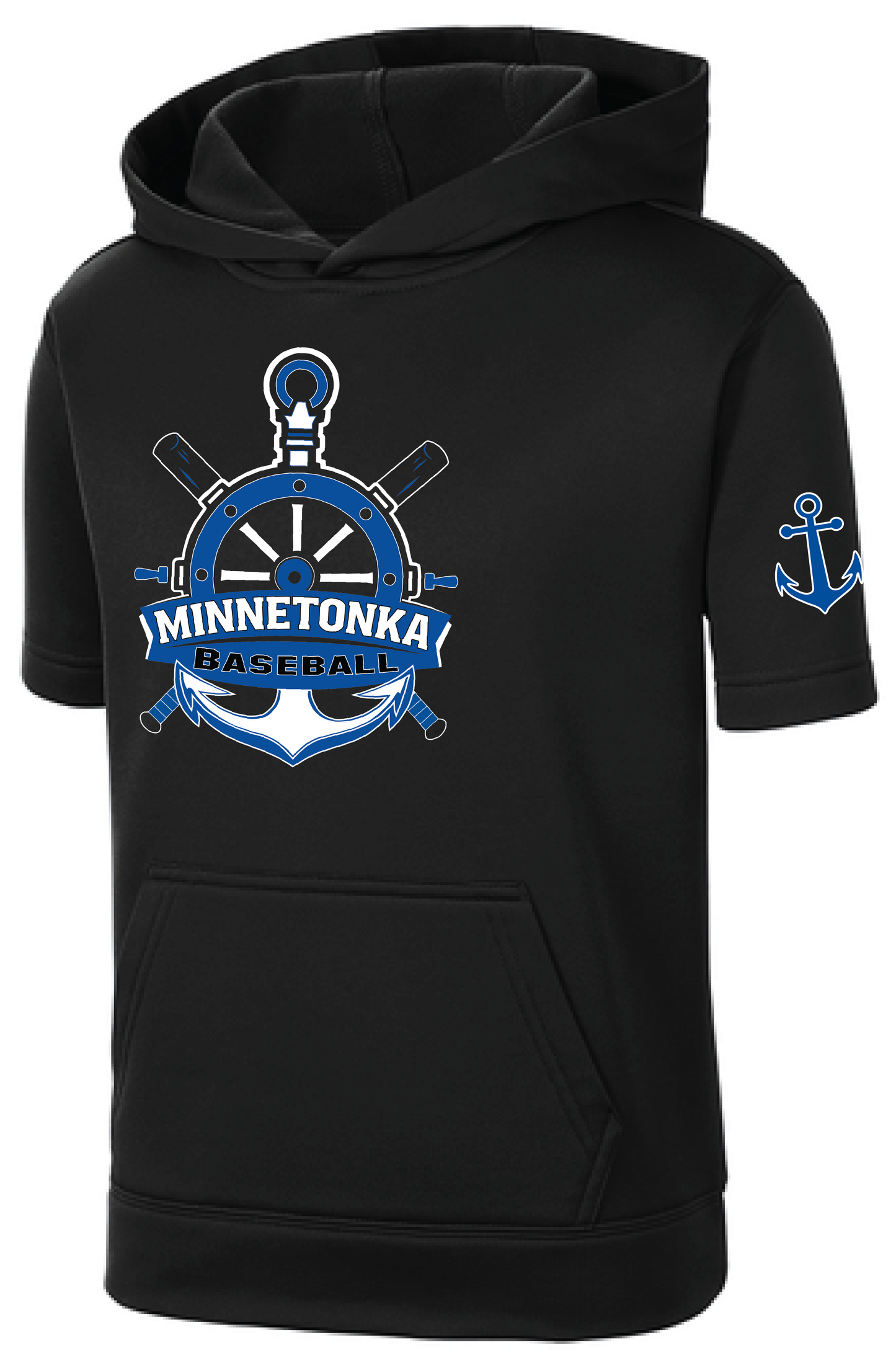 Baseball Youth Performance Fleece Short Sleeve Hooded Pullover