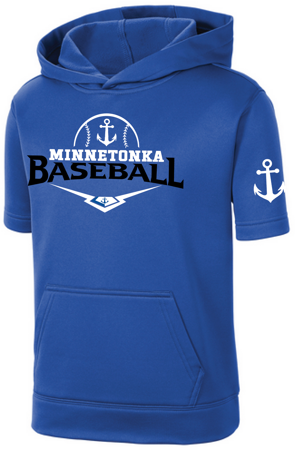 Baseball Youth Performance Fleece Short Sleeve Hooded Pullover