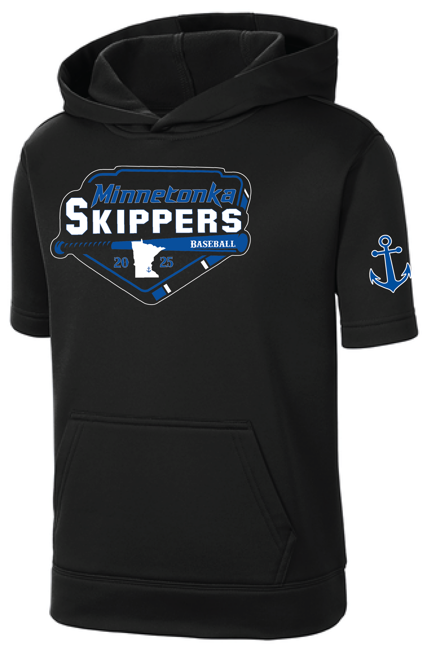 Baseball Youth Performance Fleece Short Sleeve Hooded Pullover