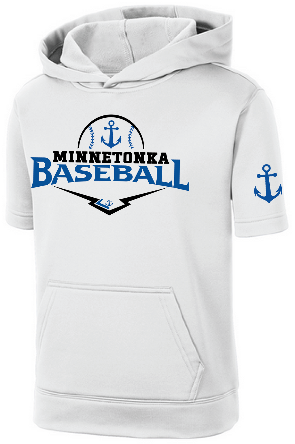 Baseball Youth Performance Fleece Short Sleeve Hooded Pullover