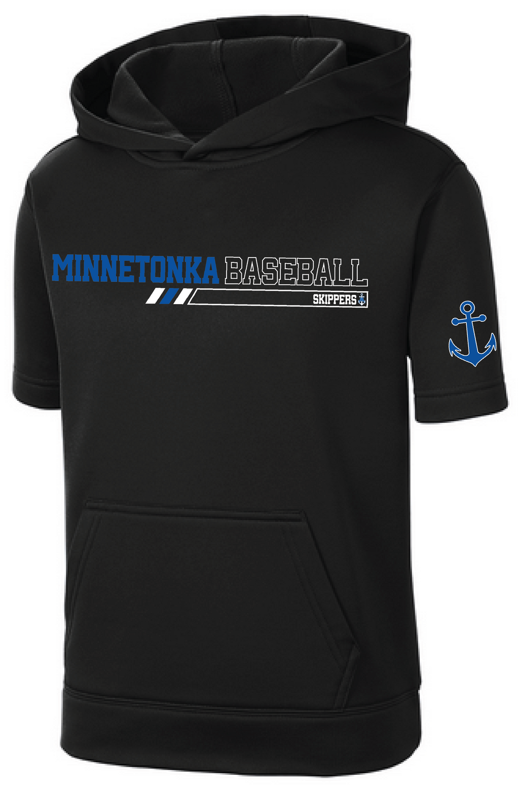 Baseball Youth Performance Fleece Short Sleeve Hooded Pullover