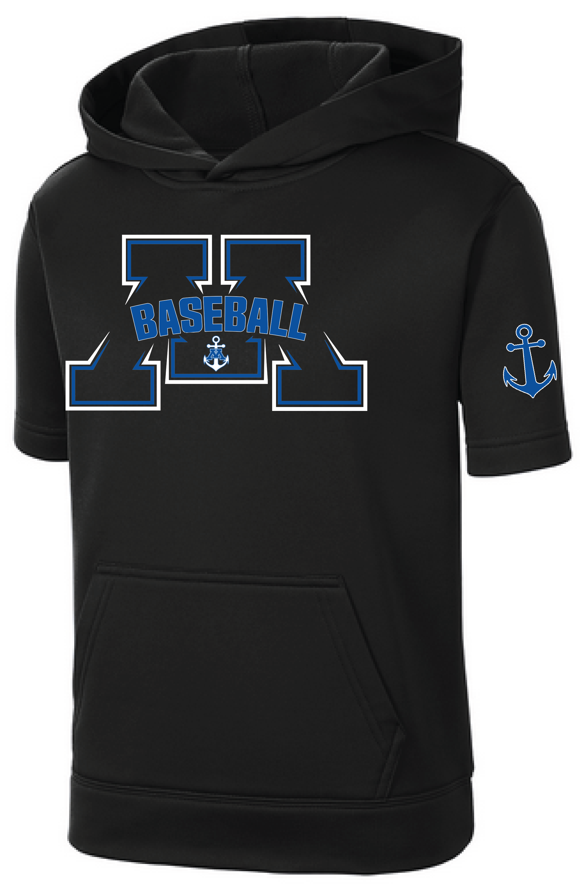 Baseball Youth Performance Fleece Short Sleeve Hooded Pullover