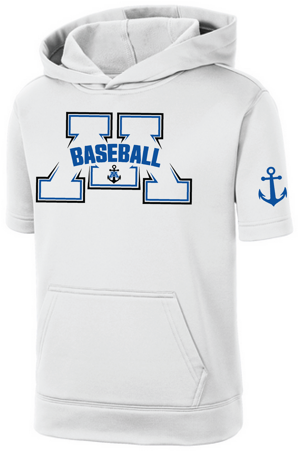 Baseball Youth Performance Fleece Short Sleeve Hooded Pullover