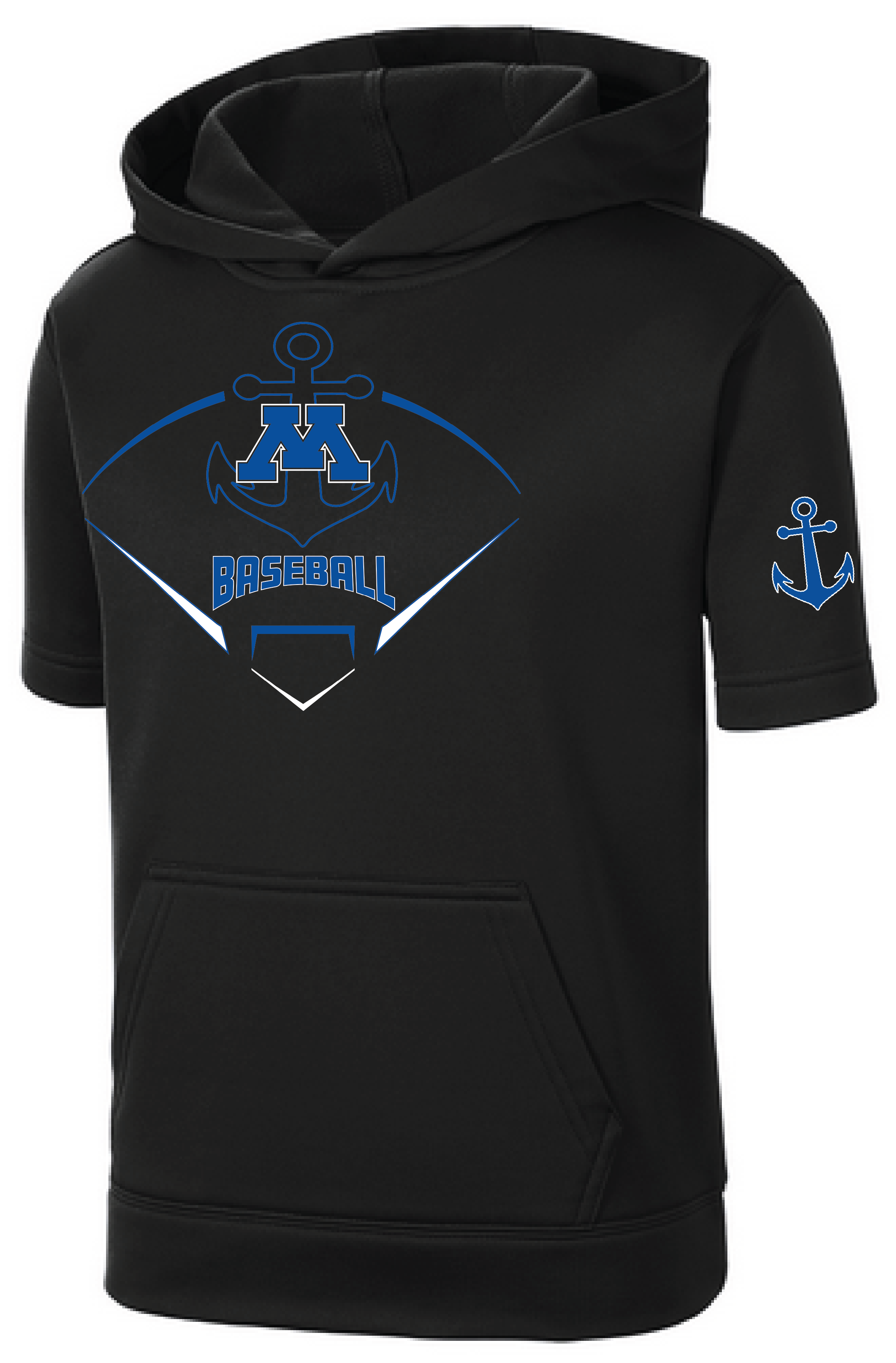 Baseball Youth Performance Fleece Short Sleeve Hooded Pullover