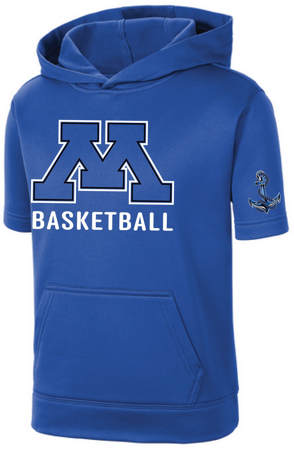 Youth Basketball Short Sleeve Fleece Hooded Pullover
