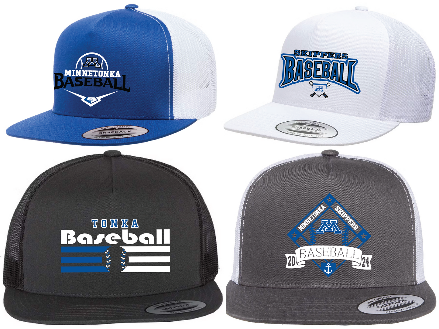 Baseball 5 Panel Flat Bill Snapback Trucker Hat