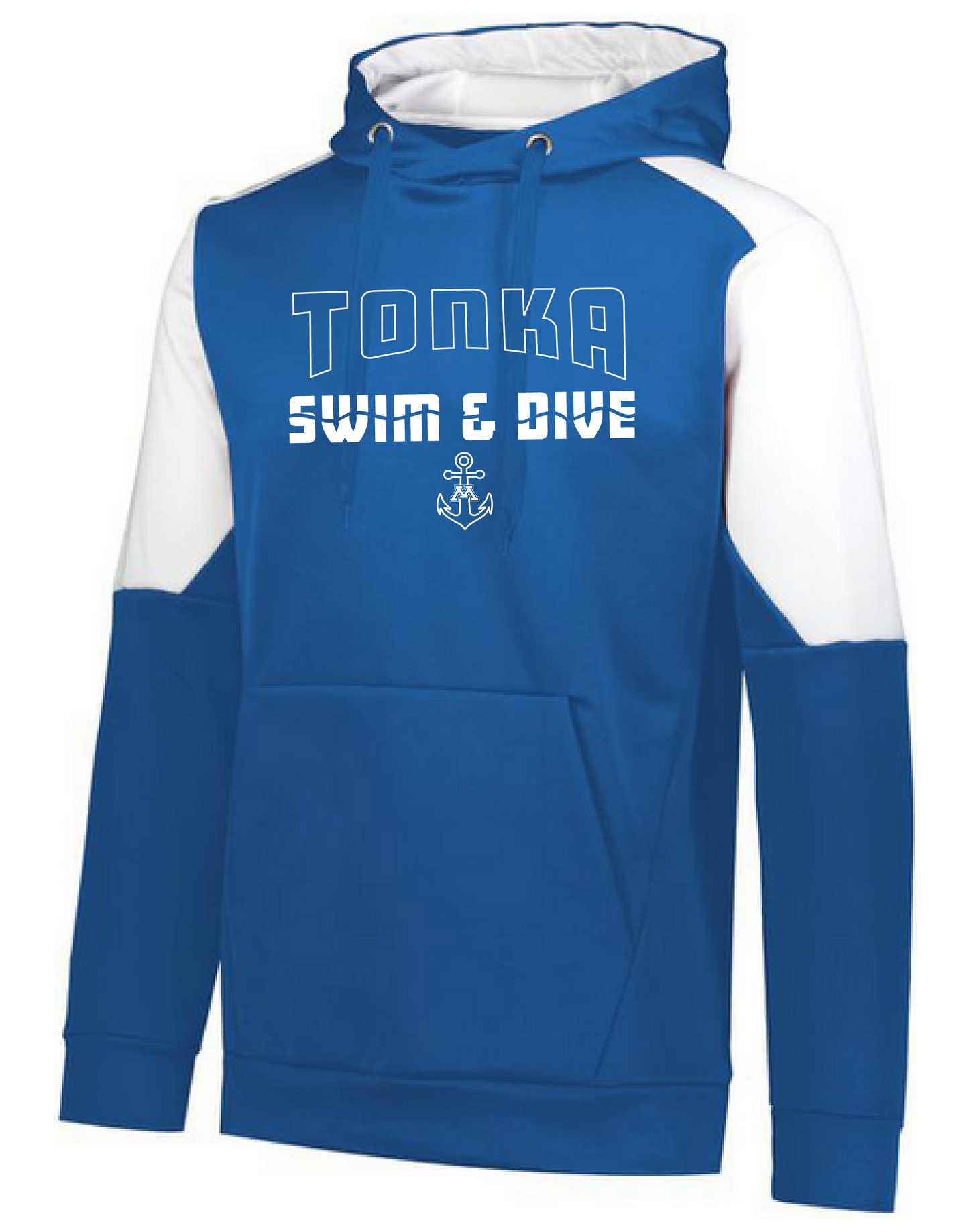 Tonka Swim & Dive Sm Anchor White Arm Block Hoodie - Adult/Youth