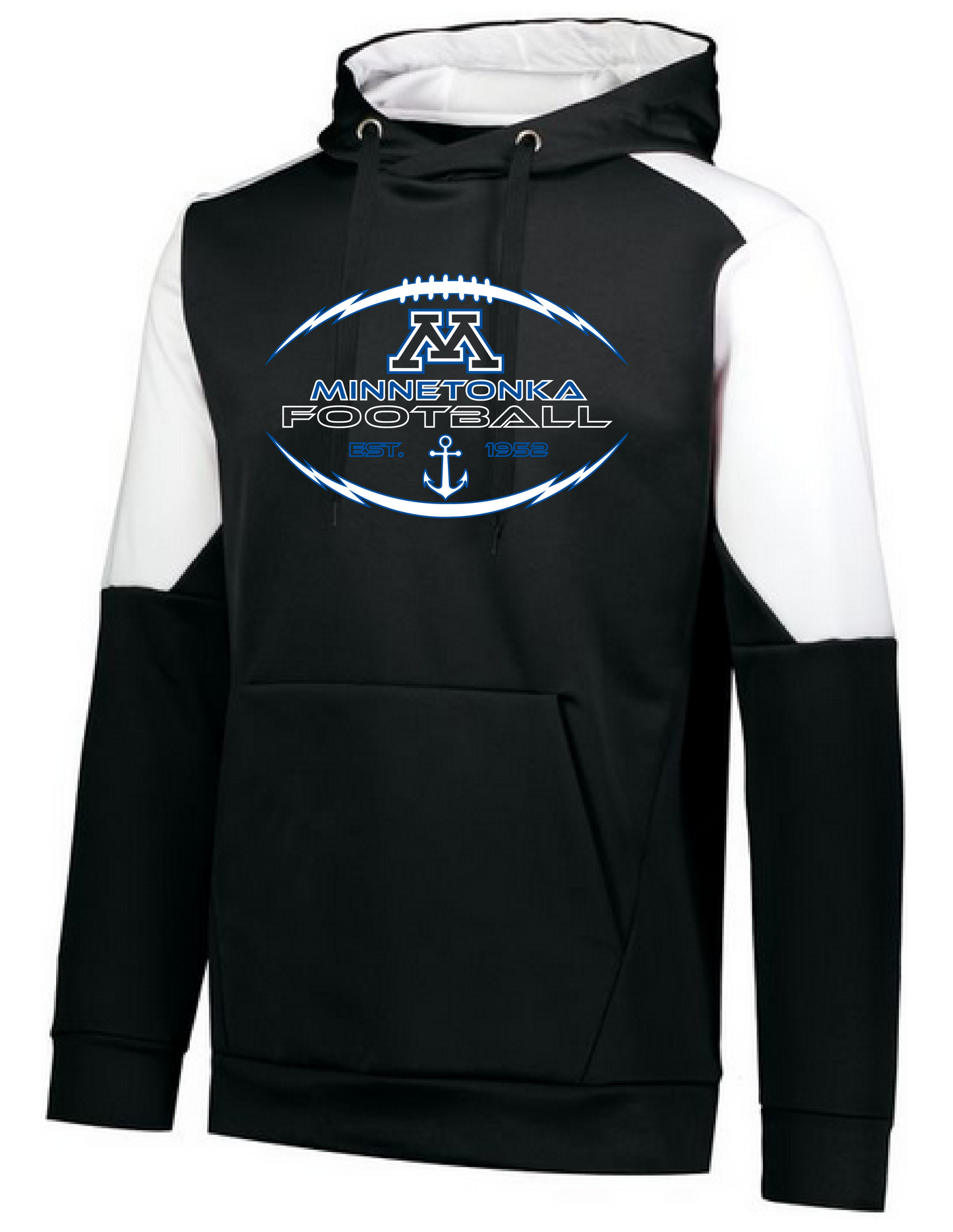 Minnetonka Football Lightning Laces White Arm Block Hoodie - Adult/Youth