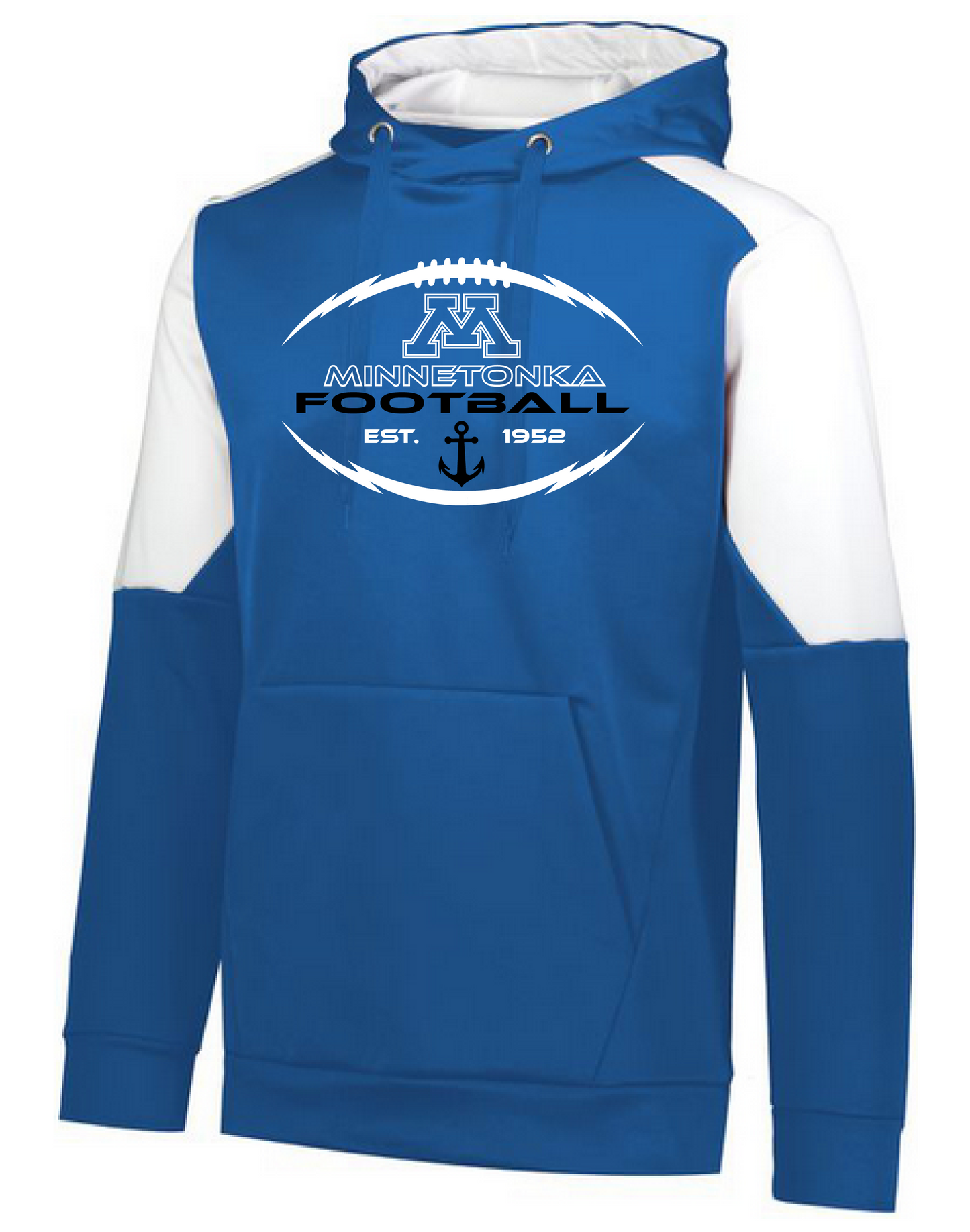 Minnetonka Football Lightning Laces White Arm Block Hoodie - Adult/Youth